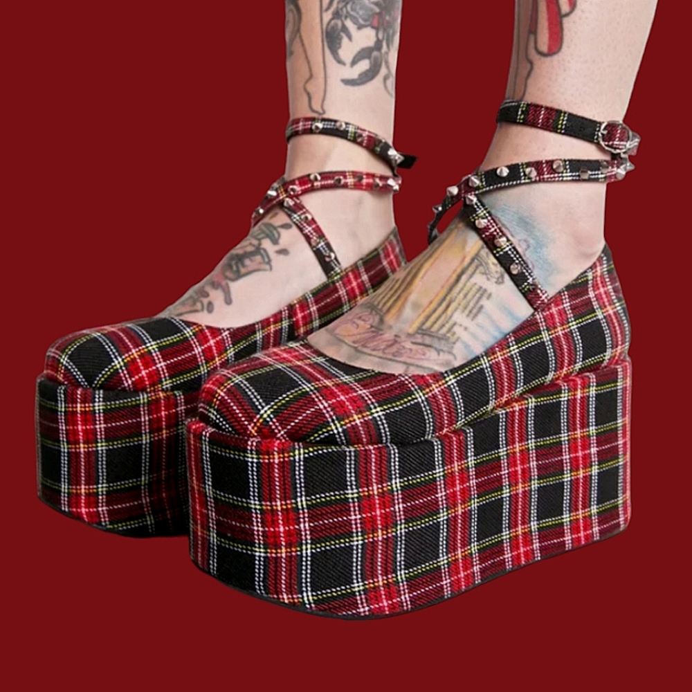 Dolls Kill Sugar Baby Brena Bopper Plaid Platform Sandals